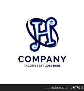 H Company Name Design Blue Logo Design. Logo Template. Brand Name template Place for Tagline. Creative Logo Design