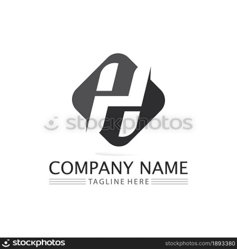 H font and letter design logo alphabet vector sign identity