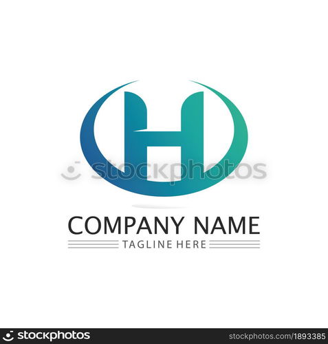 H font and letter design logo alphabet vector sign identity