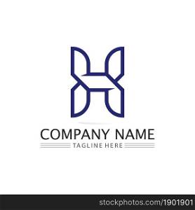 H font and letter design logo alphabet vector sign identity