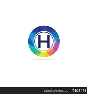 H Letter colorful logo in the hexagonal. Polygonal letter H