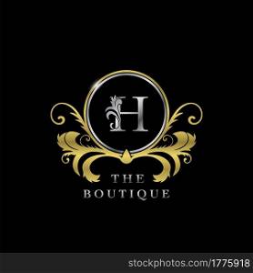 H Letter Golden Circle Luxury Boutique Initial Logo Icon, Elegance vector design concept for luxuries business, boutique, fashion and more identity.