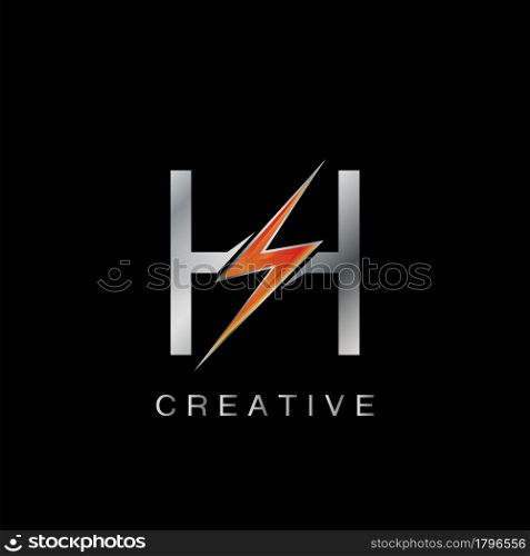 H Letter Logo, Abstract Techno Thunder Bolt Vector Template Design.
