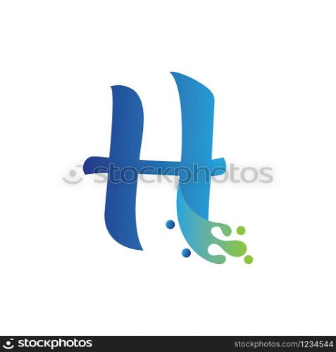 H letter logo design with water splash ripple template