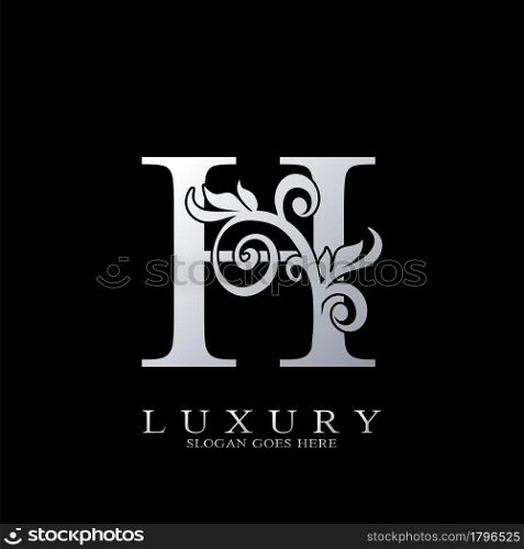 H Letter Logo Monogram Luxury Initial Logo vector template design silver.