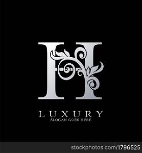 H Letter Logo Monogram Luxury Initial Logo vector template design silver.