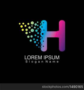 H Letter Logo with dots gradient design. company Alphabet vector template
