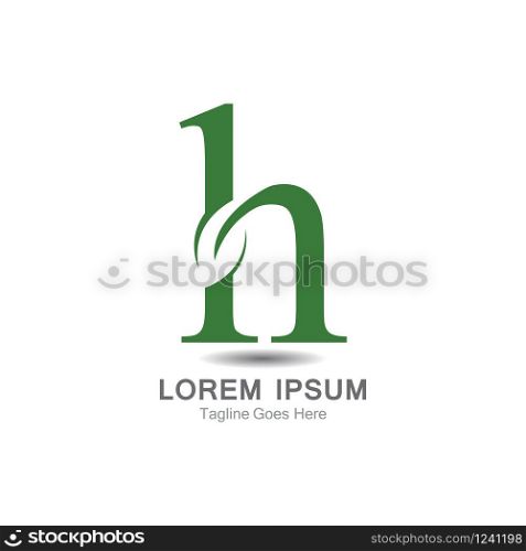 H Letter logo with leaf concept template design