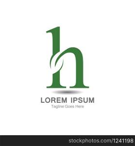 H Letter logo with leaf concept template design