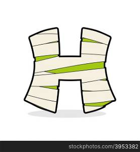 H Letter Monster zombie. Alphabetical icon medical bandages. Egyptian concept of template elements ABC. Mummy H&#xA;