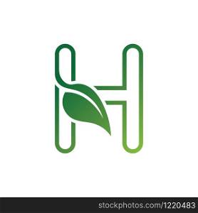 H Letter with leaf logo or symbol concept template design