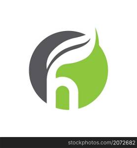 H Letter with leaf logo template icon design