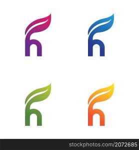 H Letter with leaf logo template icon set