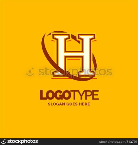 H Logo Template. Yellow Background Circle Brand Name template Place for Tagline. Creative Logo Design