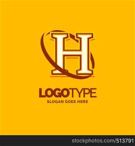 H Logo Template. Yellow Background Circle Brand Name template Place for Tagline. Creative Logo Design