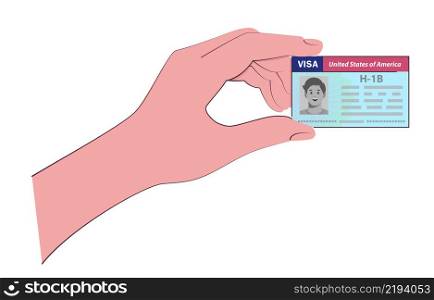 H1b Visa USA to temporarily employ foreign workers in specialty occupations. Immigration document. Vector template illustration in hand. H1b Visa USA to temporarily employ foreign workers in specialty occupations. Immigration document. Vector template illustration in hand.