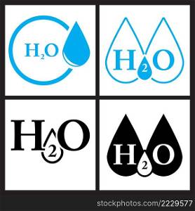 H2o icon collection. H2o water symbol design. Simple Vector illustration set isolated on white background.