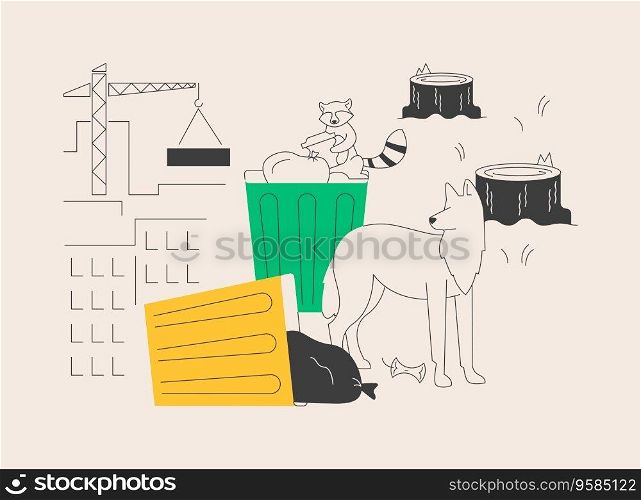 Habitat loss for wild animals abstract concept vector illustration. Wildlife loss, global habitat destruction, wild animals extinction threat, environment, endangered species abstract metaphor.. Habitat loss for wild animals abstract concept vector illustration.