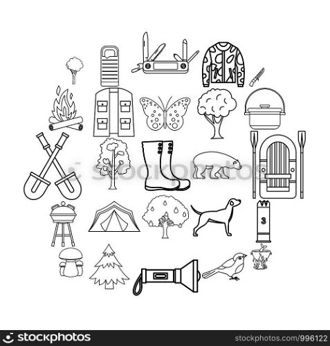 Habitat of animals icons set. Outline set of 25 habitat of animals icons for web isolated on white background. Habitat of animals icons set, outline style