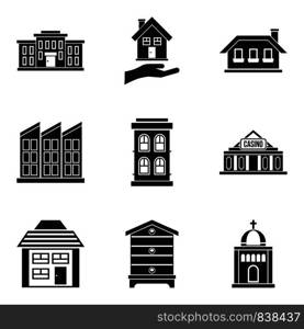 Habitation icons set. Simple set of 9 habitation vector icons for web isolated on white background. Habitation icons set, simple style