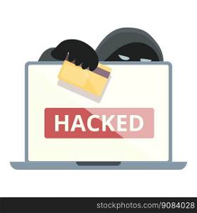 Hacked credit card icon cartoon vector. Internet data. Online scam. Hacked credit card icon cartoon vector. Internet data