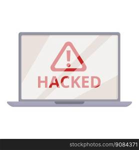 Hacked laptop icon cartoon vector. Cyber attack. Steal data. Hacked laptop icon cartoon vector. Cyber attack