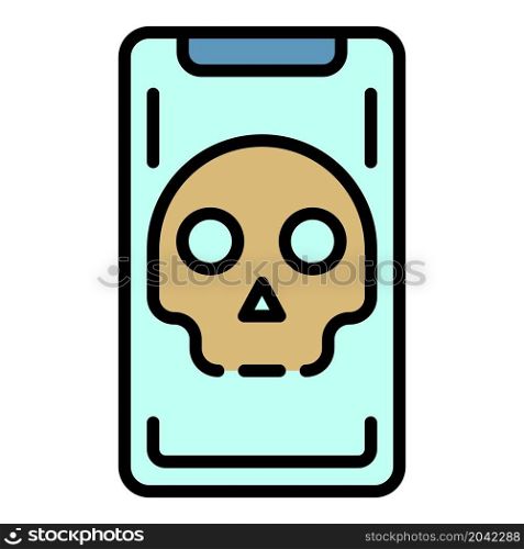 Hacked smartphone icon. Outline hacked smartphone vector icon color flat isolated. Hacked smartphone icon color outline vector
