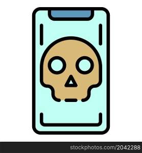 Hacked smartphone icon. Outline hacked smartphone vector icon color flat isolated. Hacked smartphone icon color outline vector
