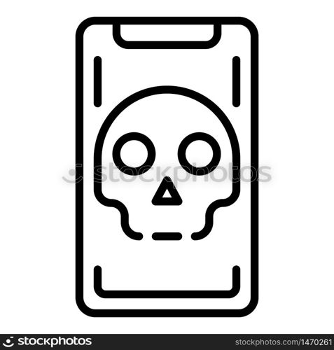 Hacked smartphone icon. Outline hacked smartphone vector icon for web design isolated on white background. Hacked smartphone icon, outline style