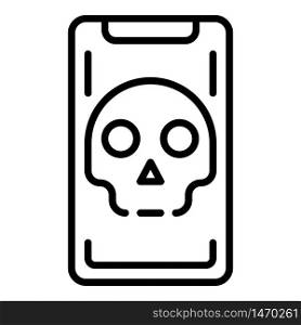 Hacked smartphone icon. Outline hacked smartphone vector icon for web design isolated on white background. Hacked smartphone icon, outline style