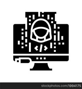 hacked software glyph icon vector. hacked software sign. isolated contour symbol black illustration. hacked software glyph icon vector illustration