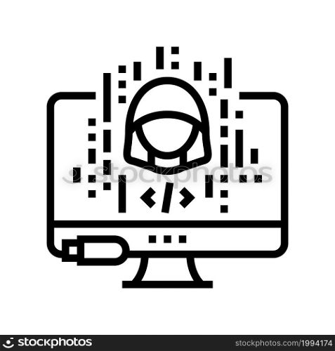 hacked software line icon vector. hacked software sign. isolated contour symbol black illustration. hacked software line icon vector illustration