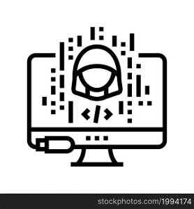 hacked software line icon vector. hacked software sign. isolated contour symbol black illustration. hacked software line icon vector illustration