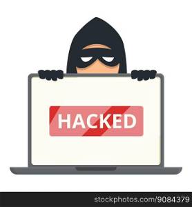 Hacked system icon cartoon vector. Cyber attack. Online scam. Hacked system icon cartoon vector. Cyber attack