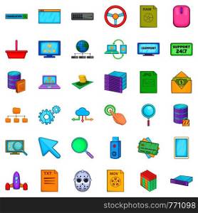 Hacker icons set. Cartoon style of 36 hacker vector icons for web isolated on white background. Hacker icons set, cartoon style