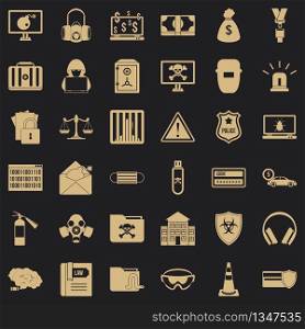 Hacker icons set. Simple style of 36 hacker vector icons for web for any design. Hacker icons set, simple style