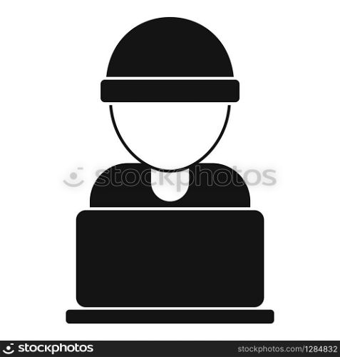Hacker laptop icon. Simple illustration of hacker laptop vector icon for web design isolated on white background. Hacker laptop icon, simple style