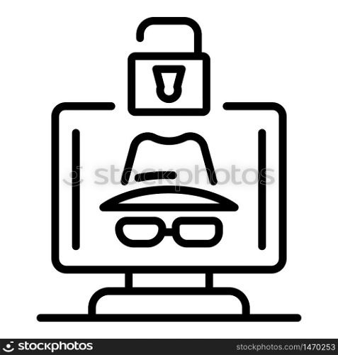 Hacker protected icon. Outline hacker protected vector icon for web design isolated on white background. Hacker protected icon, outline style