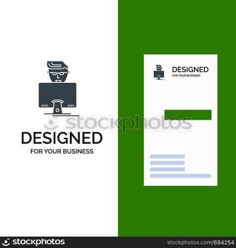 Hacker, User, Gamer, Programmer Grey Logo Design and Business Card Template