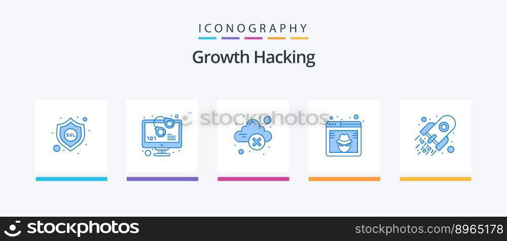 Hacking Blue 5 Icon Pack Including code. hacker. cloud. hack. browser. Creative Icons Design