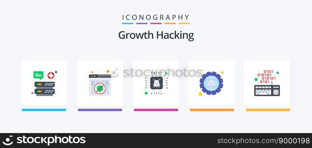 Hacking Flat 5 Icon Pack Including coding. hack. chip. error. bug. Creative Icons Design