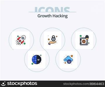 Hacking Line Filled Icon Pack 5 Icon Design. storage. cloud storage. hacker. cloud. search