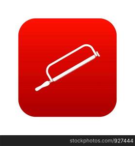 Hacksaw icon digital red for any design isolated on white vector illustration. Hacksaw icon digital red