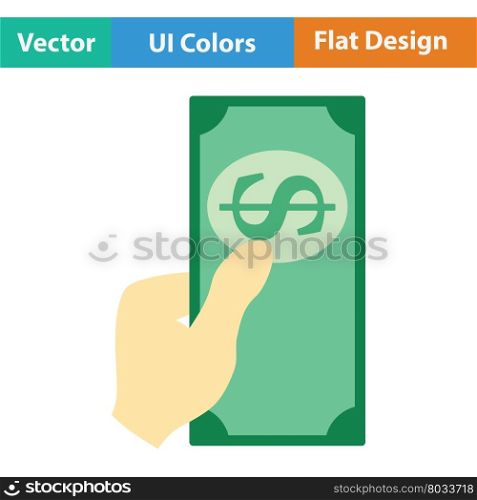 Had holding dollar icon. Flat design. Vector illustration.