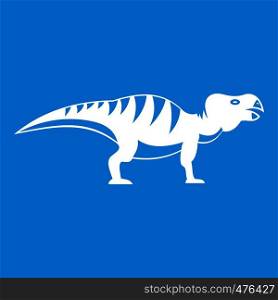 Hadrosaurid dinosaur icon white isolated on blue background vector illustration. Hadrosaurid dinosaur icon white