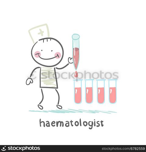 haematologist working with test tubes
