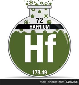 Hafnium symbol on chemical round flask. Element number 72 of the Periodic Table of the Elements - Chemistry. Vector image