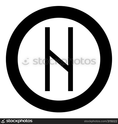 Hagalaz rune Hagall hail havos icon black color vector in circle round illustration flat style simple image. Hagalaz rune Hagall hail havos icon black color vector in circle round illustration flat style image