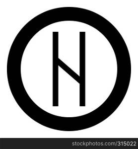 Hagalaz rune Hagall hail havos icon black color vector in circle round illustration flat style simple image. Hagalaz rune Hagall hail havos icon black color vector in circle round illustration flat style image