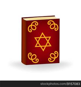Haggadah book, an essential part of the Passover Seder and celebration, set against a clean white background. Haggadah includes texts of songs, prayers, and rituals performed during the Seder.. Haggadah book, an part of the Passover Seder